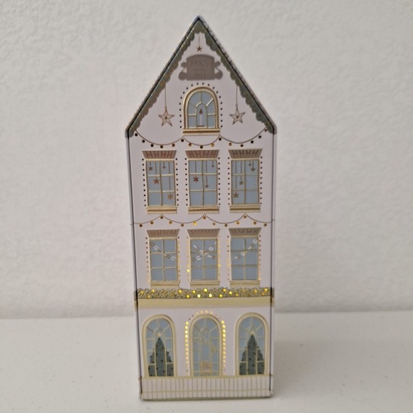 M&S Marks Spencer LED Light Up Cookie Tin House 2023 Christmas Themed Home Tin - Picture 2 of 12